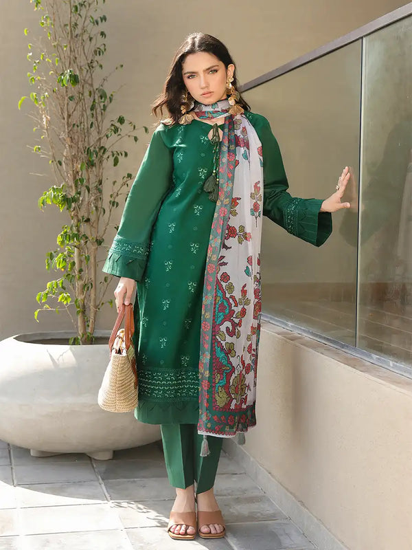 3PC Unstitched Embroidered Lawn Suit (ALM057)