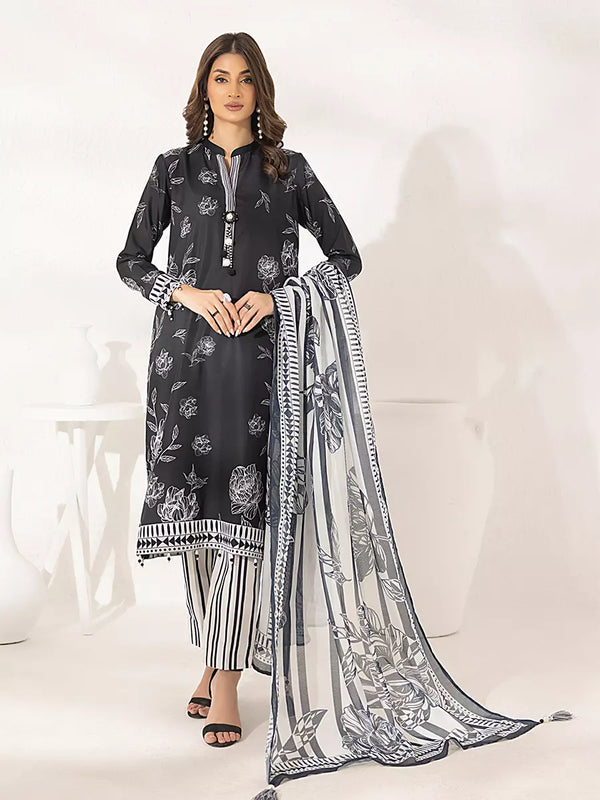 3PC Unstitched Printed Lawn Silk Suit (ASI286)
