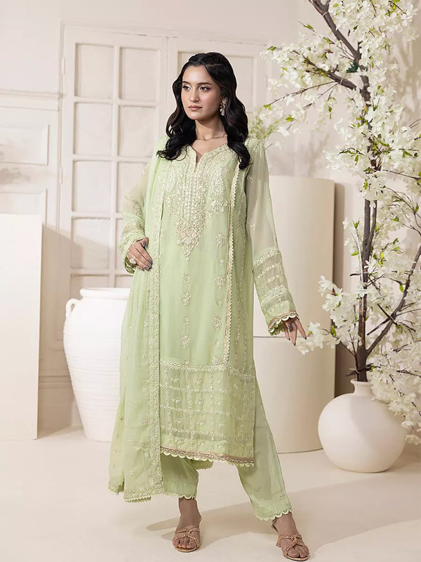 3PC Stitched Chiffon Embroidered Suit