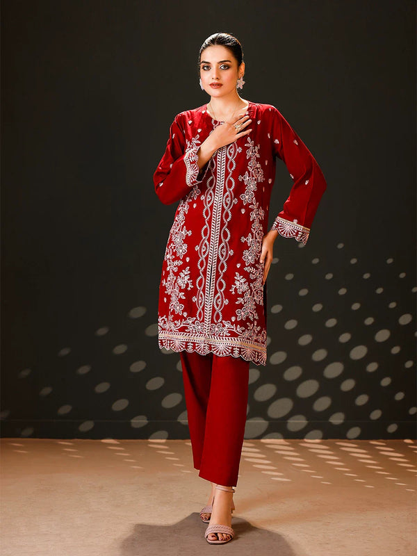 2PC Stitched Embroidered Casual Dress