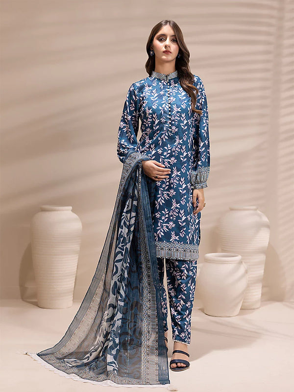 3PC Unstitched Printed Lawn Silk Suit (ASI152)