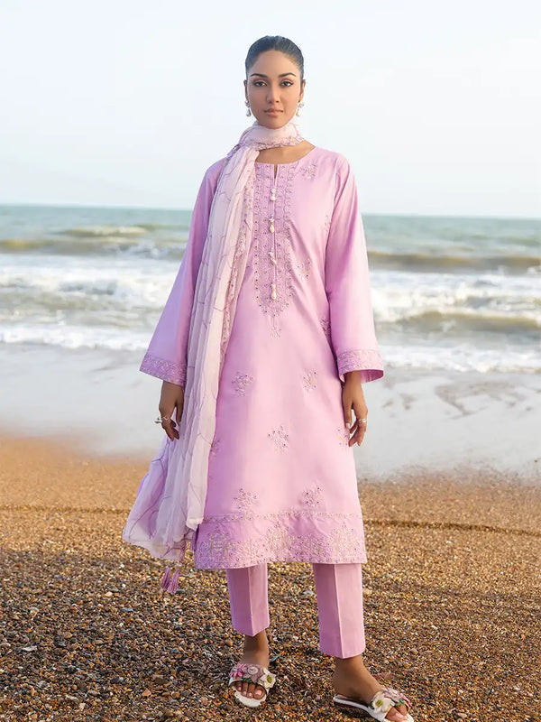 3PC Unstitched Embroidered Lawn Suit (ALM053)