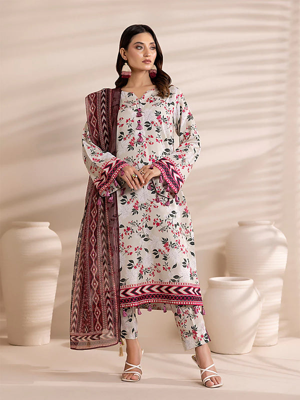 3PC Unstitched Printed Lawn Silk Suit (ASI150)