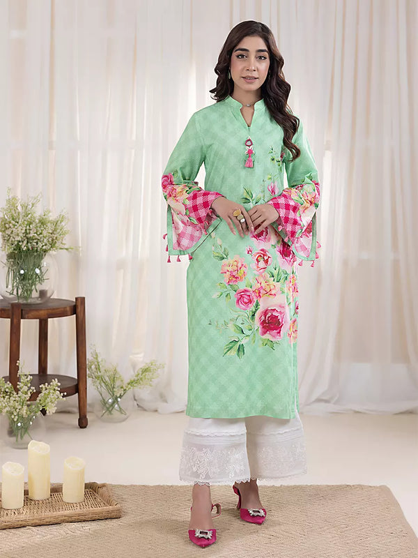 1Pc Stitched Cross Hatch Printed Shirt