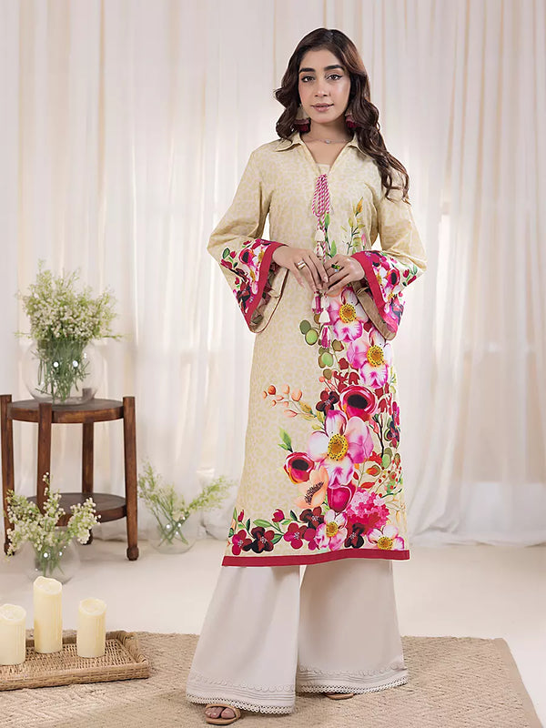 1Pc Stitched Cross Hatch Printed Shirt