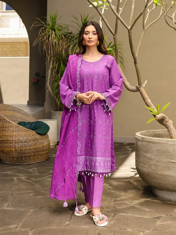 3PC Unstitched Embroidered Lawn Suit (ALM050)