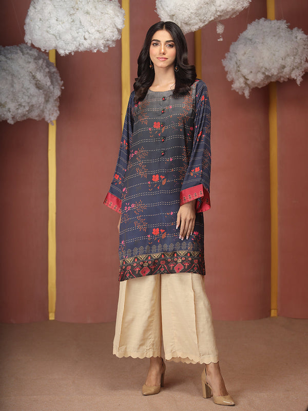 1pc - Stitched Basic Printed Silk Shirt