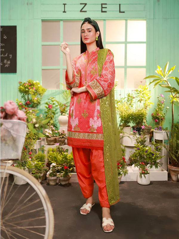 3PC STITCHED LUXURY LAWN EMBROIDERED SUIT