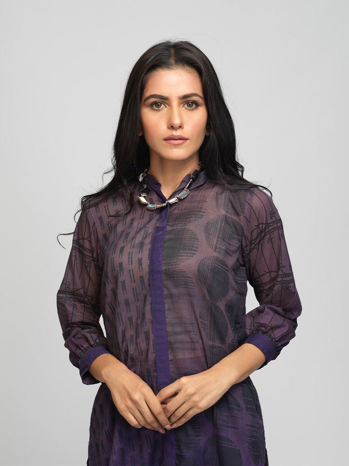Stitched 3pc Printed Embroidered Cambric Shirt with Printed Chiffon Dupatta (RC-175A) - SalitexOnline