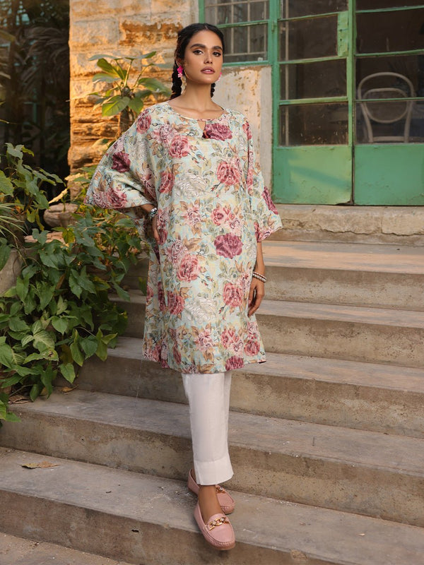 Stitched Silkoria Lawn Shirt with Embroidered Front , Chiffon Dupatta & Printed Trouser I 3pc Stitched (RC-155B) - SalitexOnline
