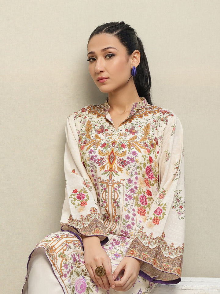 Stitched Printed Lawn Shirt with Embroidered Front & Lawn Jacquard Dupatta I Festive Poshmal 3pc (WK-311A) - SalitexOnline