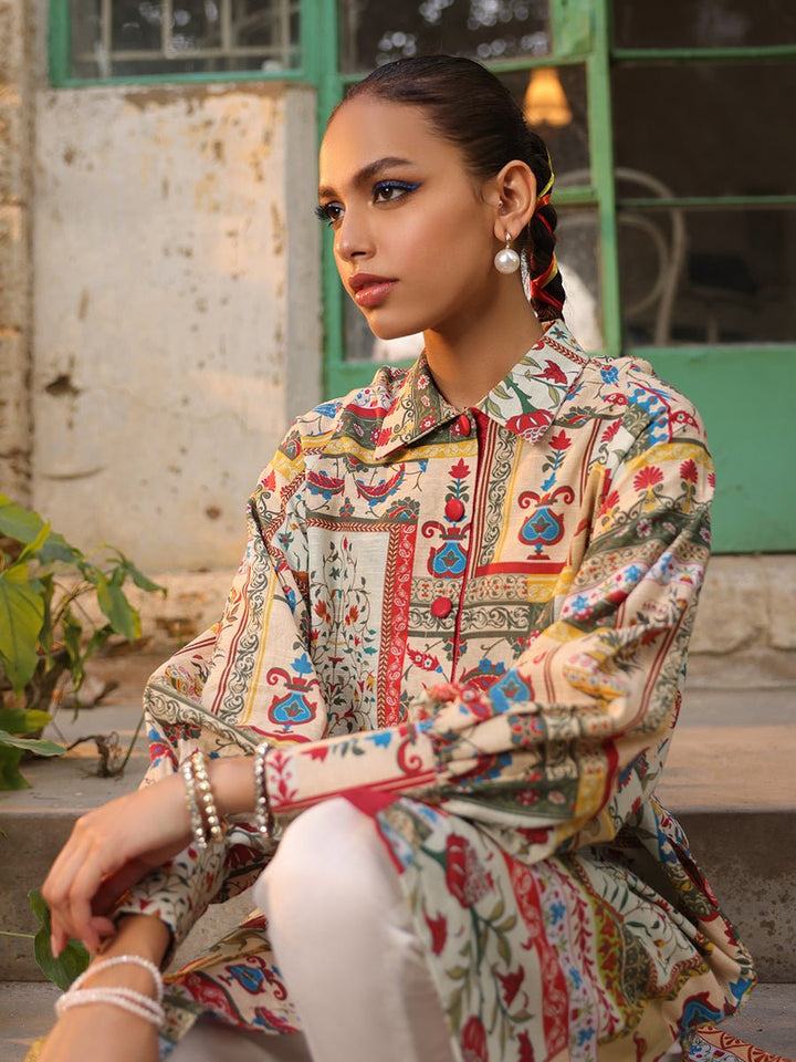 Stitched Printed Lawn Shirt with Embroidered Front & Lawn Jacquard Dupatta I Festive Poshmal 3pc (WK-308A) - SalitexOnline