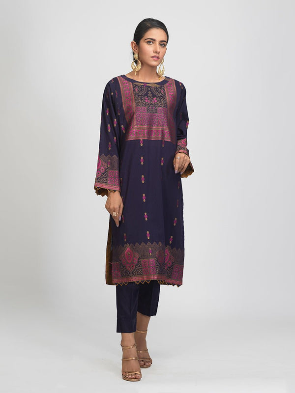 3pc Jacquard Embroidered Shirt With Khaddi Dupatta and cambric Trouser- (WK-00640) - SalitexOnline
