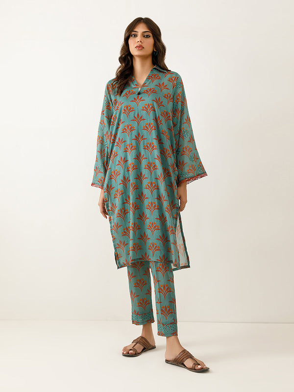 2pc - Stitched Basic Printed Cambric Suit