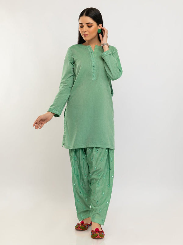 Embroidered Lawn Shirt with Chiffon Dupatta I 3pc (WK-261B) - SalitexOnline