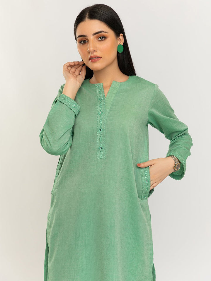 Embroidered Lawn Shirt with Chiffon Dupatta I 3pc (WK-261B) - SalitexOnline