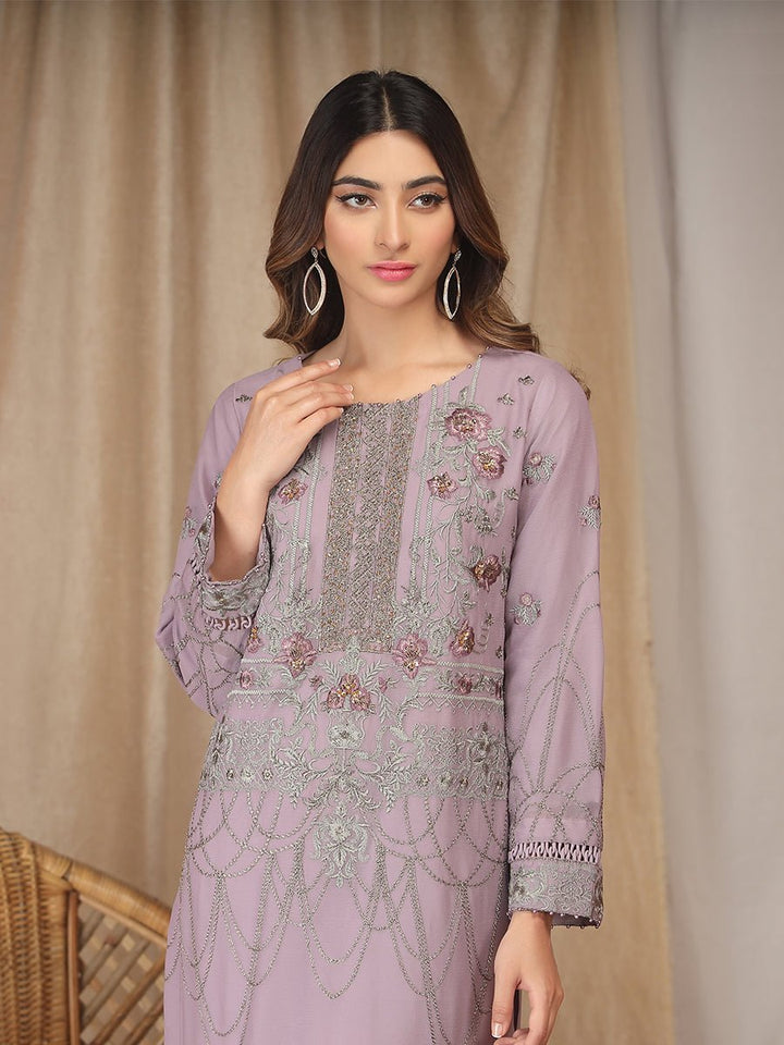 Festive Stitched Printed Lawn with Embroidered Shirt , Chiffon Embroidered Dupatta & Trouser Bunches I 3pc (WK-293A) - SalitexOnline