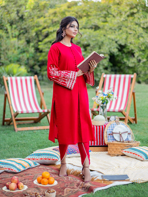 Stitched 3pc Broshia Jacquard Embroidered Shirt with Organza Dupata (WK-369) - SalitexOnline