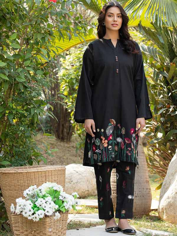 2pc - Solid Embroidered Suit - SalitexOnline
