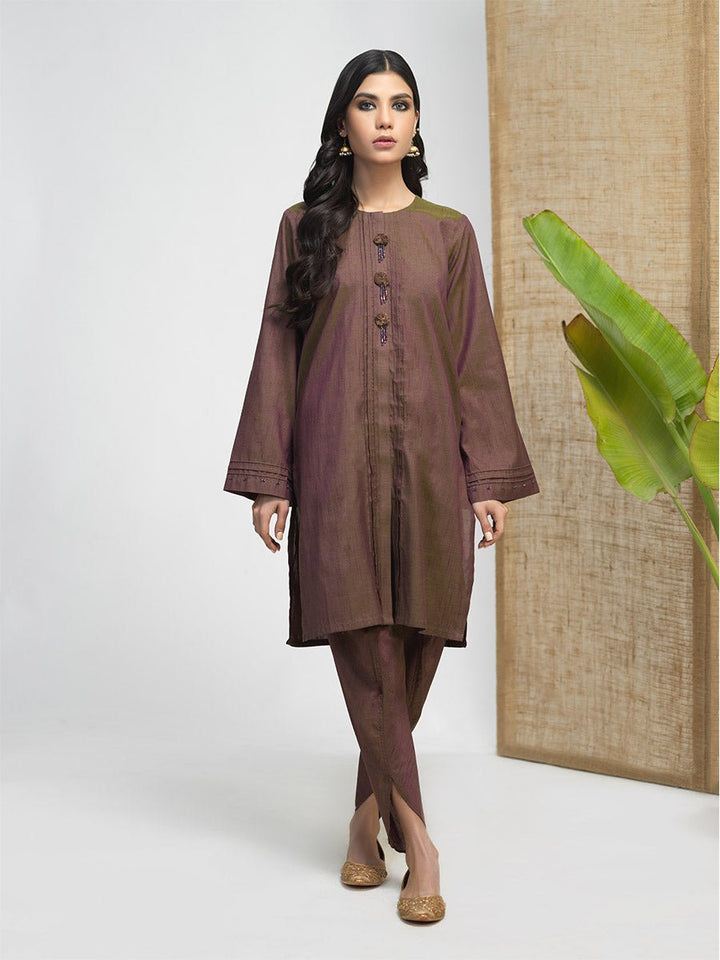 Stitched 3pc Embroidered Lawn Jacquard Shirt with Lawn Jacquard Dupatta (WK-488) - SalitexOnline