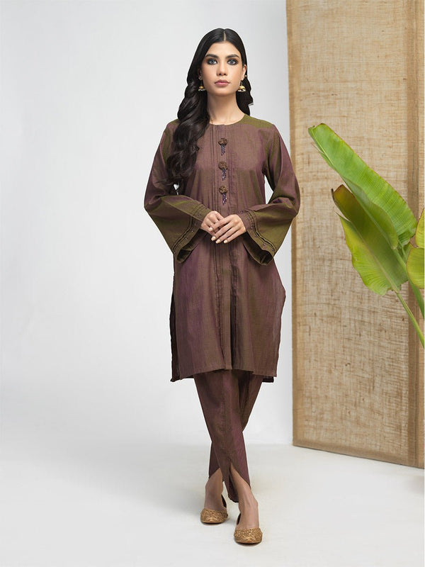 Stitched 3pc Embroidered Lawn Jacquard Shirt with Lawn Jacquard Dupatta (WK-488) - SalitexOnline