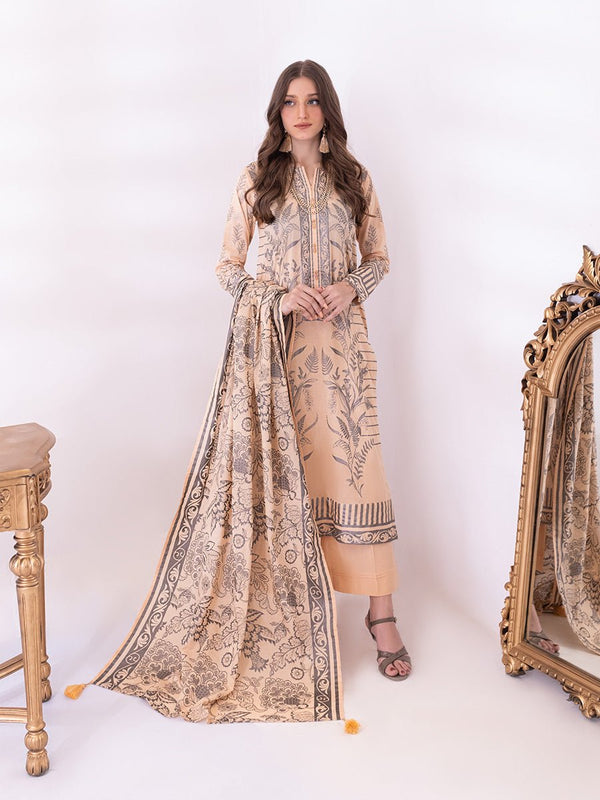 3pc Unstitched- Paste Printed Lawn Suit (SS-00057AUT) - SalitexOnline