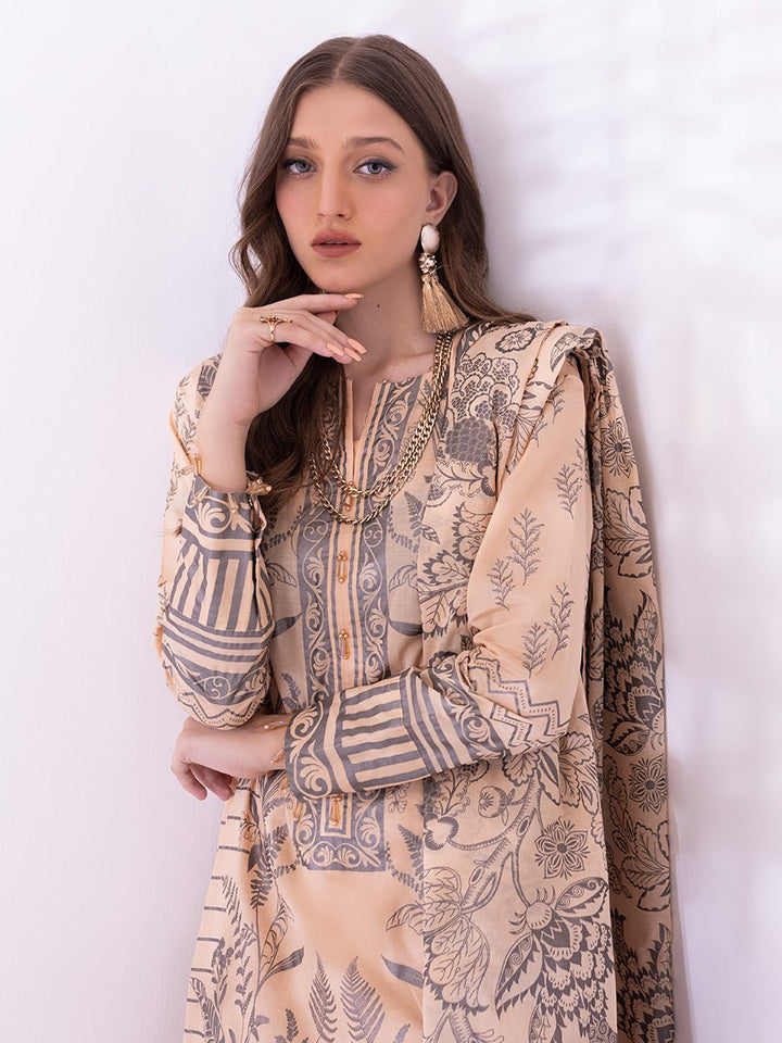 3pc Unstitched- Paste Printed Lawn Suit (SS-00057AUT) - SalitexOnline