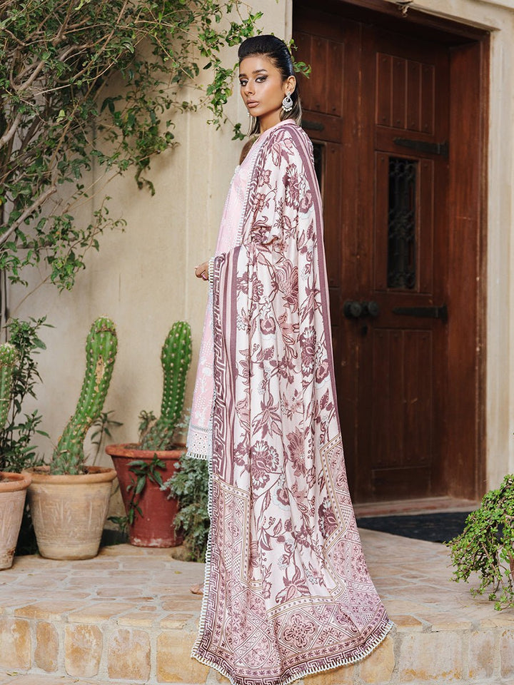 3pc Unstitched Winter Embroidered Suit With Shawl Peach Leather (PLEMB-02UT) - SalitexOnline