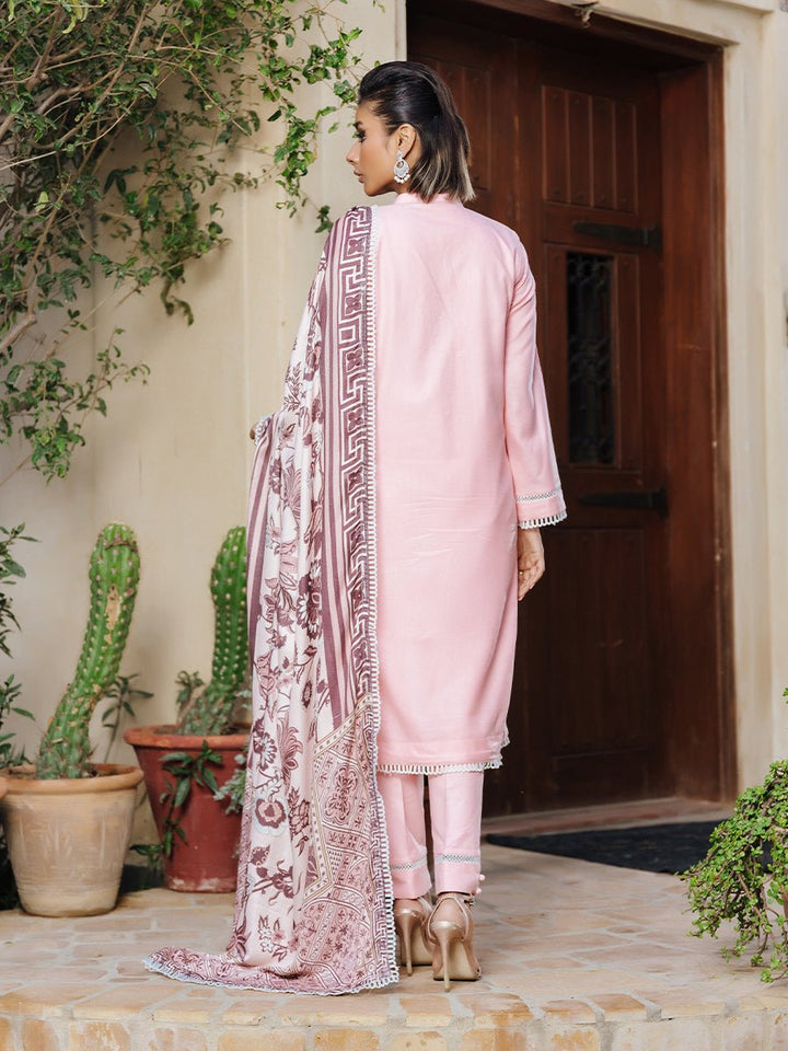 3pc Unstitched Winter Embroidered Suit With Shawl Peach Leather (PLEMB-02UT) - SalitexOnline