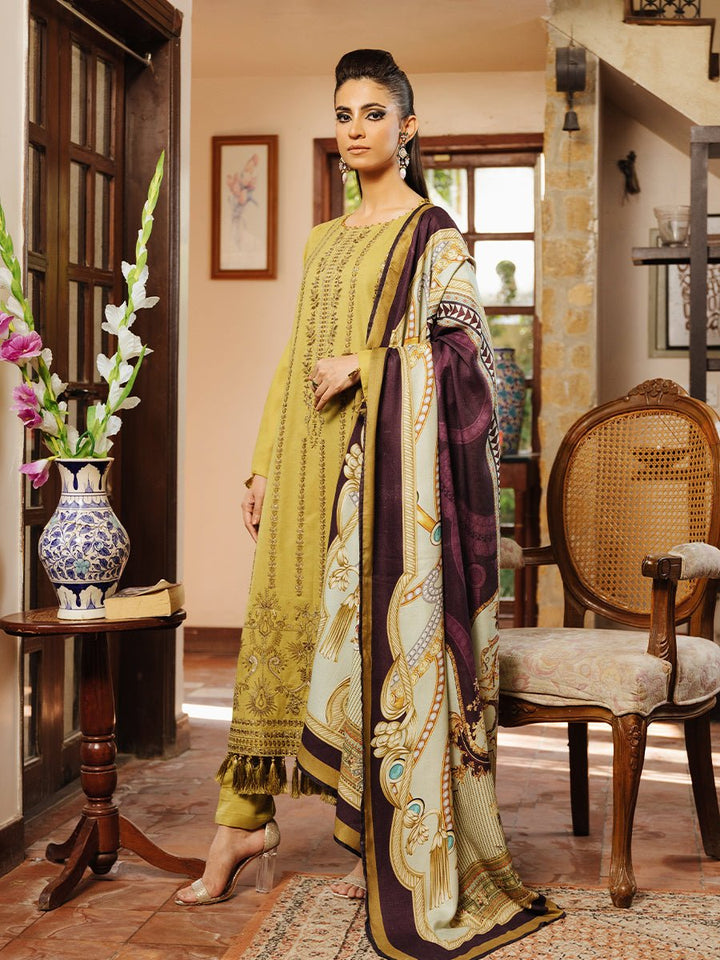 3pc Unstitched Winter Embroidered Suit With Shawl Peach Leather (PLEMB-03UT) - SalitexOnline