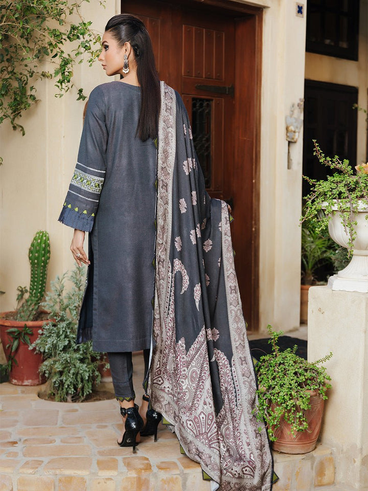 3pc Unstitched Winter Embroidered Suit With Shawl Peach Leather (PLEMB-04UT) - SalitexOnline
