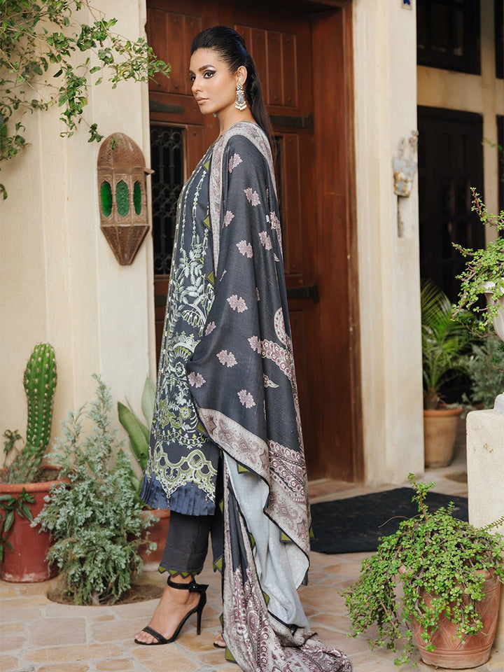 3pc Unstitched Winter Embroidered Suit With Shawl Peach Leather (PLEMB-04UT) - SalitexOnline