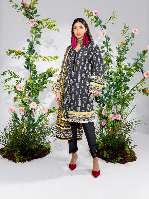 3pc Unstitched - Printed Lawn Silk (SI9)