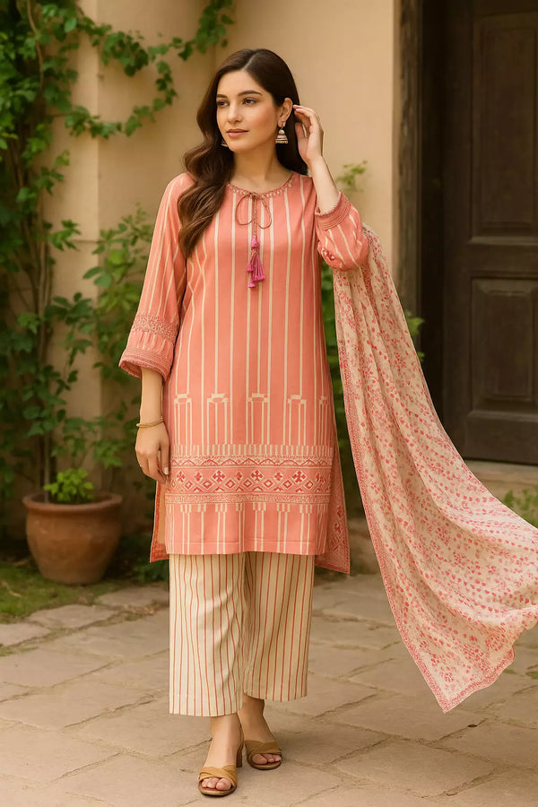 3PC Unstitched Printed Lawn Silk Suit (SUNS7ASI178)