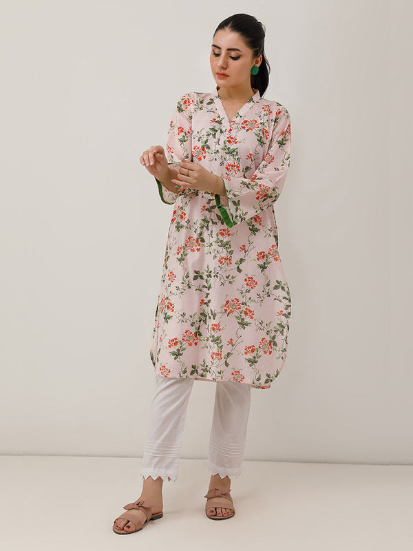 1pc - Stitched Basic Printed Lawn  Shirt