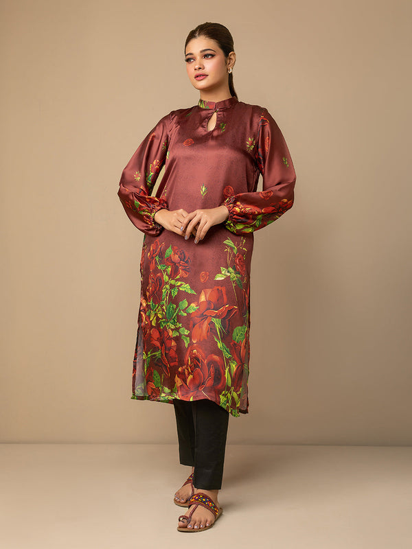1PC Stitched Basic Printed Cotton Silk Shirt