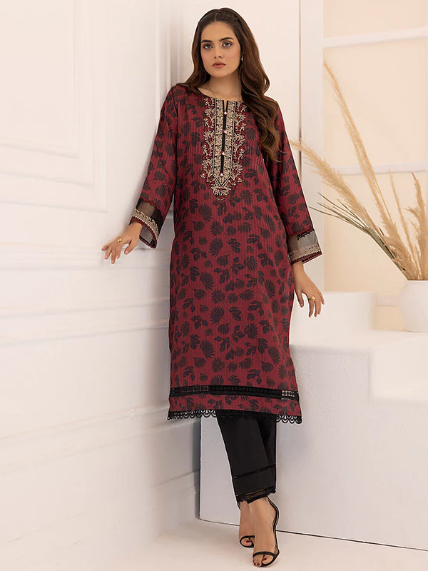 1Pc Stitched Poly viscose Embroidered Shirt