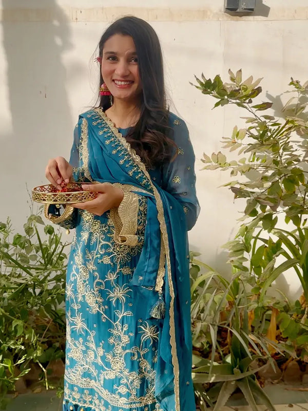 3PC Unstitched Chiffon Embroidered Suit (CH032)