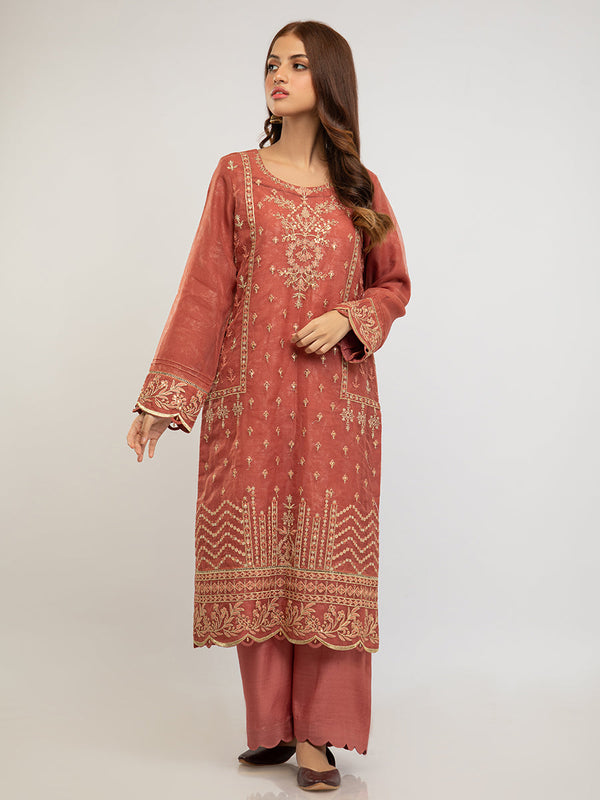 2pc -Stitched Festive Embroidered Suit