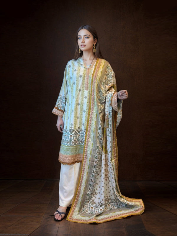 3pc Unstitched Lawn Suit