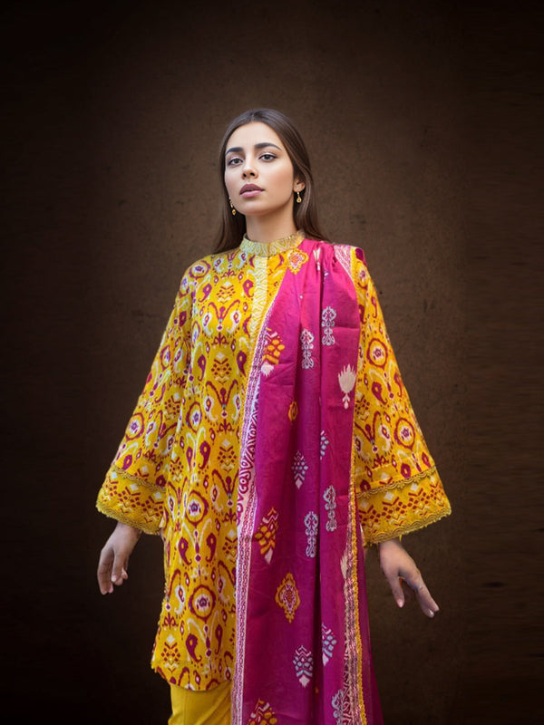 Unstitched 3pc Digital Printed Lawn Shirt & Digital Printed Lawn Dupatta with Dyed Cambric Trouser - Malabis (IP-00071) - SalitexOnline