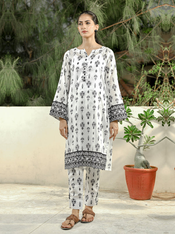 2pc - Basic Printed | B&W Stitched Suit