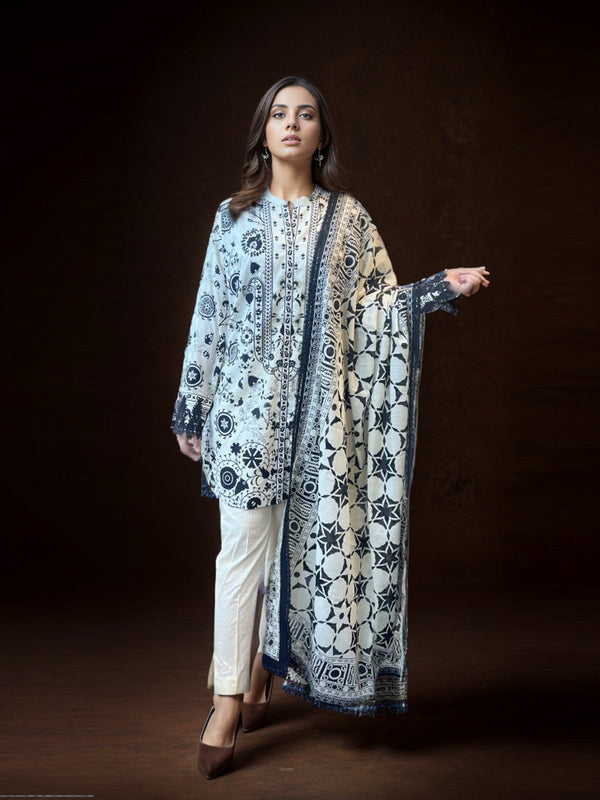 3PC Unstitched Lawn Suit