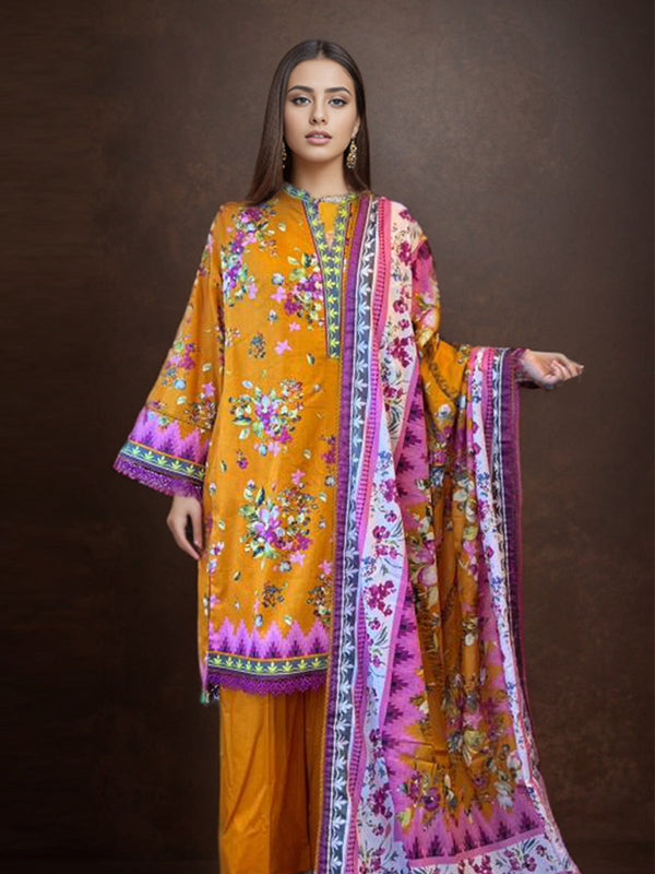 3pc Unstitched Lawn Suit