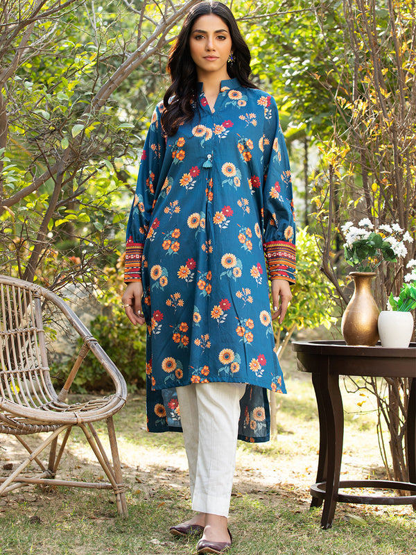 1PC Stitched Basic Printed Cotton Silk Shirt