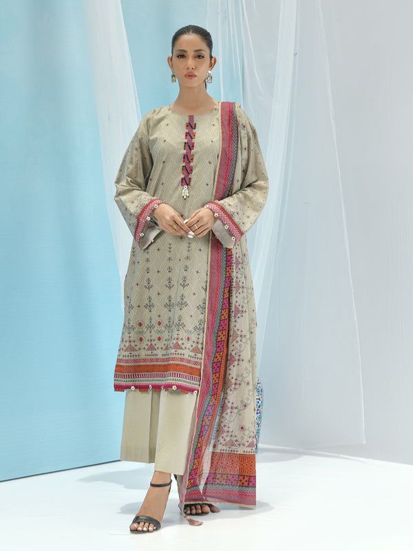 2pc - Unstitched Lawn Shirt And Trouser