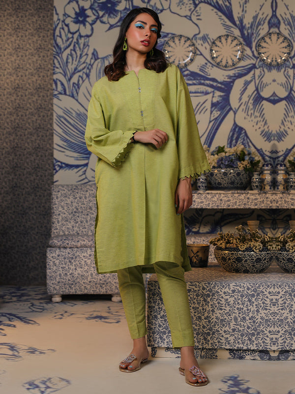 2PC Solid Embellished Stitched Suit