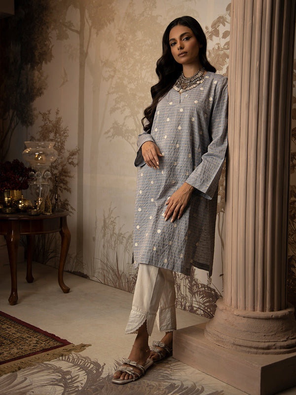 1PC Stitched Signature Embroidered Yarn Dyed Shirt