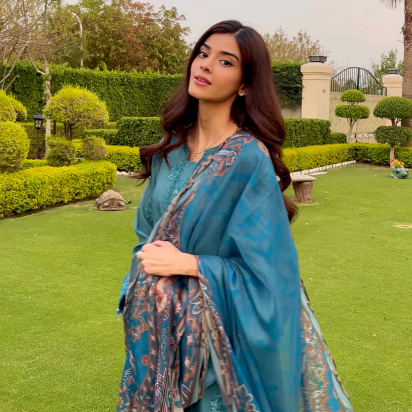 3PC Unstitched Embroidered Luxury Suit (P109)