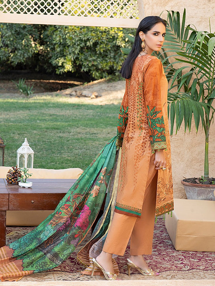 Candy-Unstitched 3pc - Lawn Embroidered Front with Lawn Printed Back & Sleeves with Digital Printed Monar Dupatta & Dyed Cambric Trouser-Rococo (WK-00669A) - SalitexOnline
